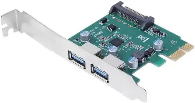 Alt view image 6 of 6 - Super Speed PCI-E 2 Port PCI Express Expansion Card USB 3.0 SATA Power Adapter Card for Desktops PC Support the LINUX