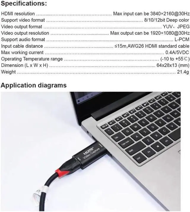 Alt view image 4 of 7 - 1080p USB2.0 HDMI Capture Card 1 Channel HDMI Video Capture Card Live Recording Box Audio Video Capture Card Portable USB HD Video Capture Card