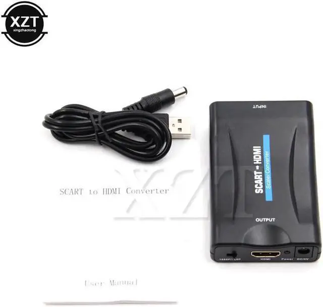 Alt view image 2 of 5 - Black 1080P SCART To HDMI Video Audio Upscale Converter Adapter for HD TV DVD for Sky Box STB Plug and Play with dc cable