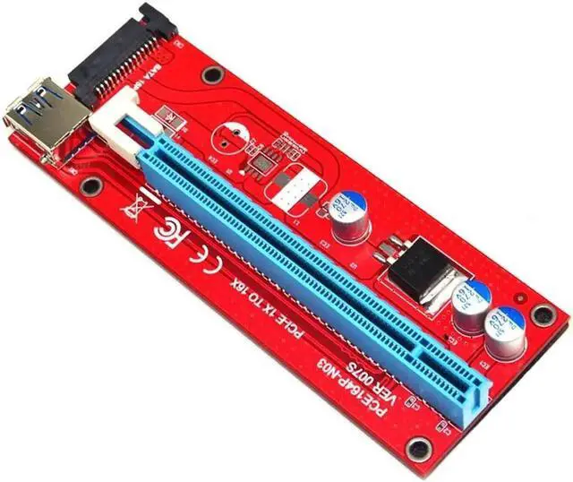 Alt view image 3 of 6 - 60cm PCIE PCI-E PCI Express 1x To 16x Extender Riser Card Adapter SATA 15PIN Port With USB3.0 Cable For GPU Miner Riser