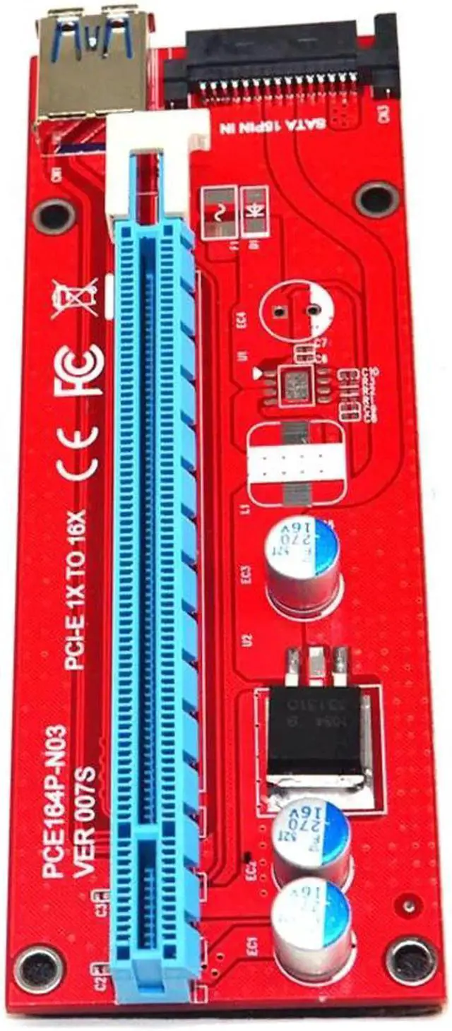Alt view image 2 of 6 - 60cm PCIE PCI-E PCI Express 1x To 16x Extender Riser Card Adapter SATA 15PIN Port With USB3.0 Cable For GPU Miner Riser