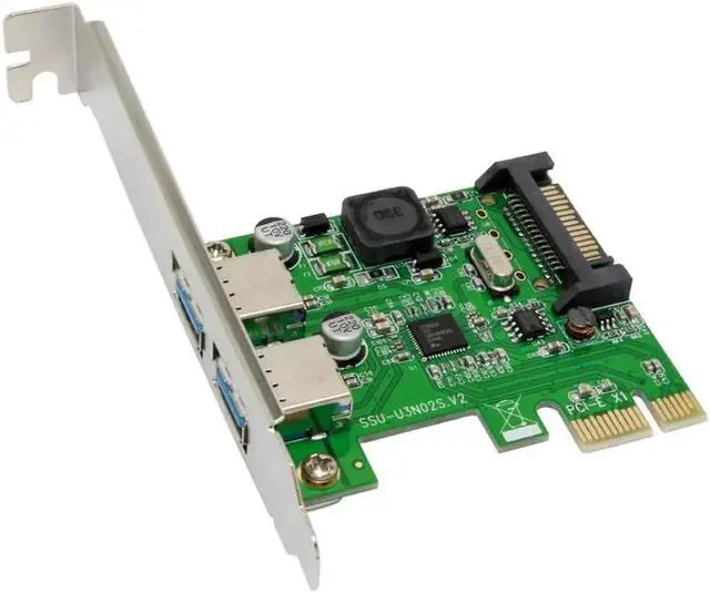 Alt view image 6 of 6 - Super Speed 2 Port USB 3.0 PCI E PCI Express Expansion Card Adapter SATA Power Connector NEC720202 Chip for Desktops PC Computer