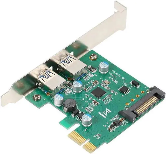 Alt view image 4 of 6 - Super Speed USB 3.0 PCI-E Expansion Card Adapter External 2 Port USB3.0 Hub PCI-E Card 4Pin Power Connector for PC Computer