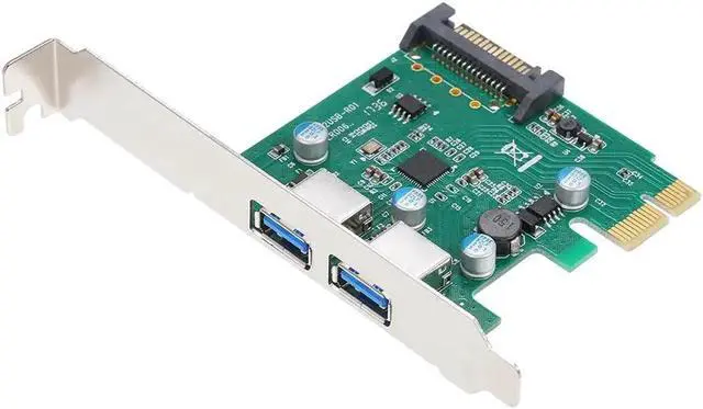 Alt view image 6 of 6 - Super Speed USB 3.0 PCI-E Expansion Card Adapter External 2 Port USB3.0 Hub PCI-E Card 4Pin Power Connector for PC Computer