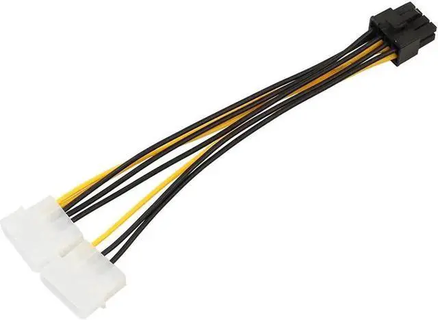Alt view image 2 of 6 - Aomoproing 18cm 8 Pin(6+2) PCIE to Dual 4pin Molex Connector Graphics Card Power Cable Cord