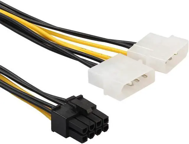 Alt view image 6 of 6 - Aomoproing 18cm 8 Pin(6+2) PCIE to Dual 4pin Molex Connector Graphics Card Power Cable Cord