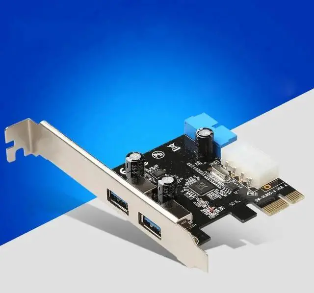 Main image of USB 3.0 PCI-E Expansion Card Adapter External 2 Port USB3.0 Hub Internal 19pin Header PCI-E Card 4pin IDE Power