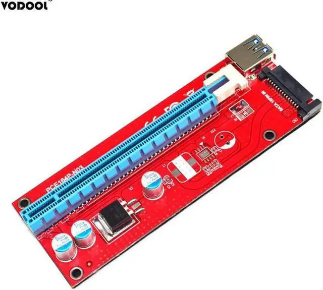 Alt view image 3 of 6 - PCI-E Extender Riser Card USB 3.0 164P PCI-E Express 1x to 16x Extender Riser Card Power 6Pin SATA for Mining