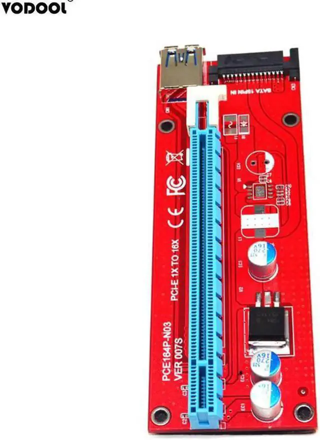 Alt view image 4 of 6 - PCI-E Extender Riser Card USB 3.0 164P PCI-E Express 1x to 16x Extender Riser Card Power 6Pin SATA for Mining