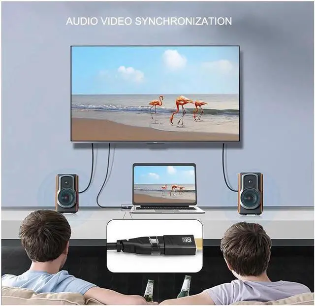 Alt view image 4 of 7 - 8K HDMI Male to Female Adapter HD HDMI Adapter Connected to TV Monitor Supports 8K Video Audio Output