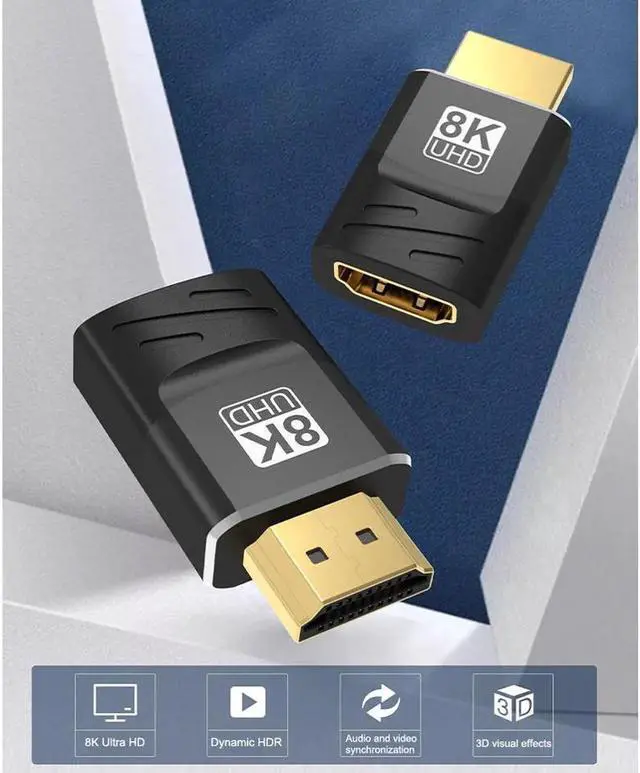 Alt view image 6 of 7 - 8K HDMI Male to Female Adapter HD HDMI Adapter Connected to TV Monitor Supports 8K Video Audio Output