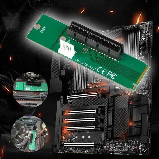 Alt view image 4 of 6 - NGFF M2 to PCI-e 4x Slot Riser Card M Key M.2 Port to PCI Express Adapter Converter Riser Cards Support any Operating System