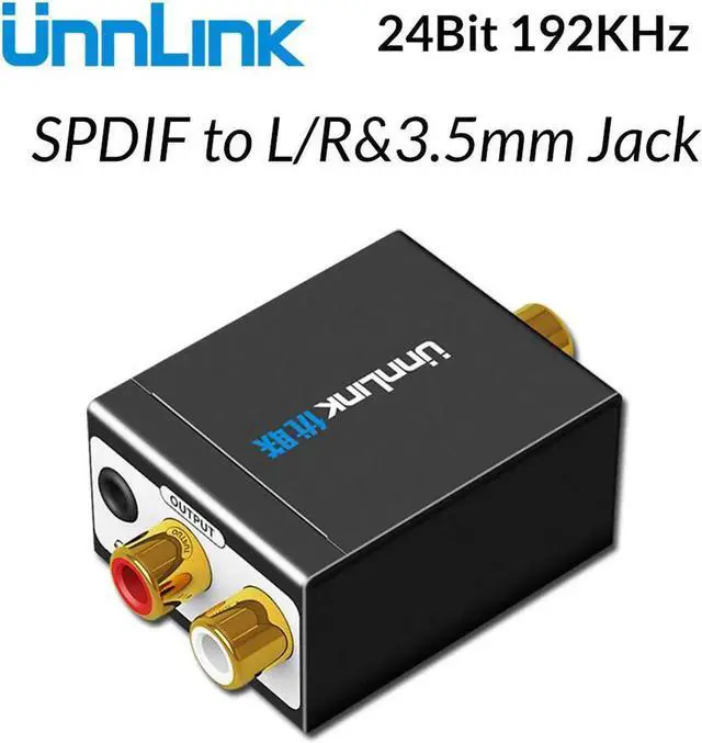 Main image of Unnlink Digital to Analog Audio Adapter 192KHz 24Bit DAC SPDIF Optical Toslink Coaxial to R/L RCA 3.5 Jack for PS4 LED TV mi Box