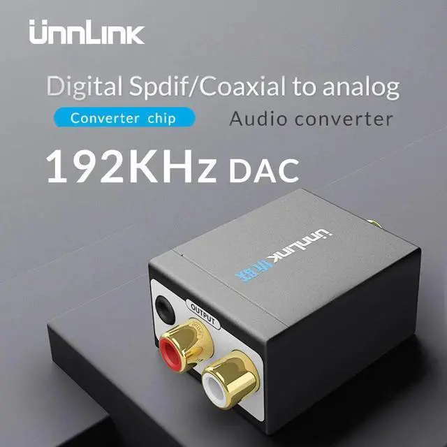 Alt view image 3 of 6 - Unnlink Digital to Analog Audio Adapter 192KHz 24Bit DAC SPDIF Optical Toslink Coaxial to R/L RCA 3.5 Jack for PS4 LED TV mi Box