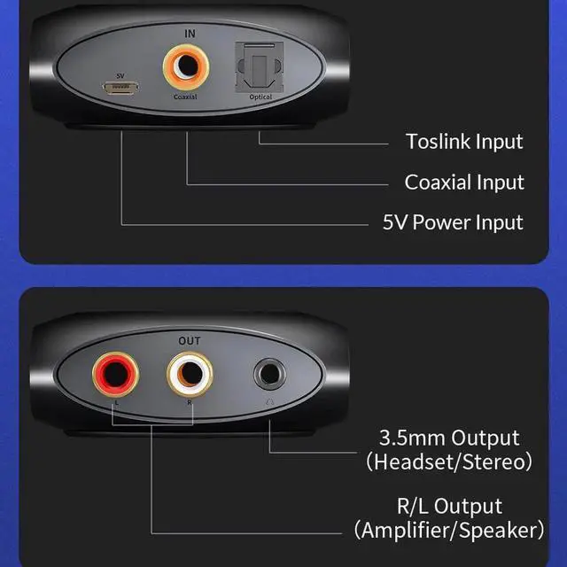 Alt view image 6 of 6 - Digital to Analog Audio Adapter 192KHz DAC SPDIF Optical Toslink Coaxial to R/L RCA 3.5 Jack for PS4 LED TV mi Box