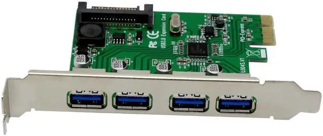 Alt view image 3 of 6 - 4 Ports USB 3.0 PCIe PCI Express Expansion Card PCI-E to USB3.0 Adapter Converter Card for PCI-E x1 x4 x8 x16 Slot Computer PC