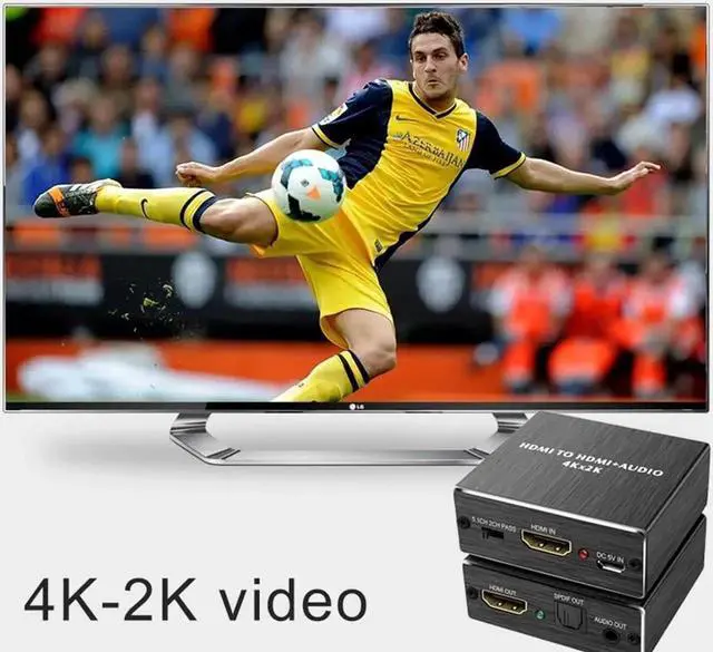 Alt view image 2 of 5 - HDMI-compatible Audio Extractor 4K@30Hz HDMI-compatible to HDMI-compatible+Optical Toslink SPDIF+3.5mm AUX Audio out Splitter