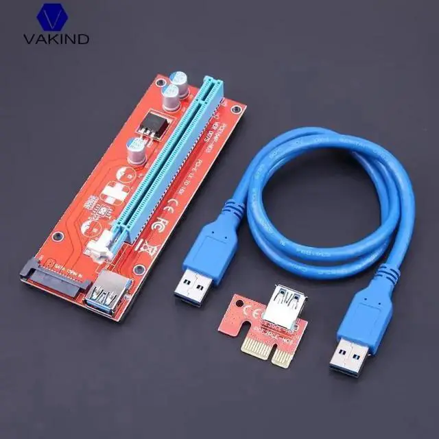 Alt view image 5 of 6 - 007S PCI-E PCIE PCI Express 1X To 16X Riser Card Adapter SATA 15pin Port With USB3.0 Cable 60cm For BTC Miner Mining