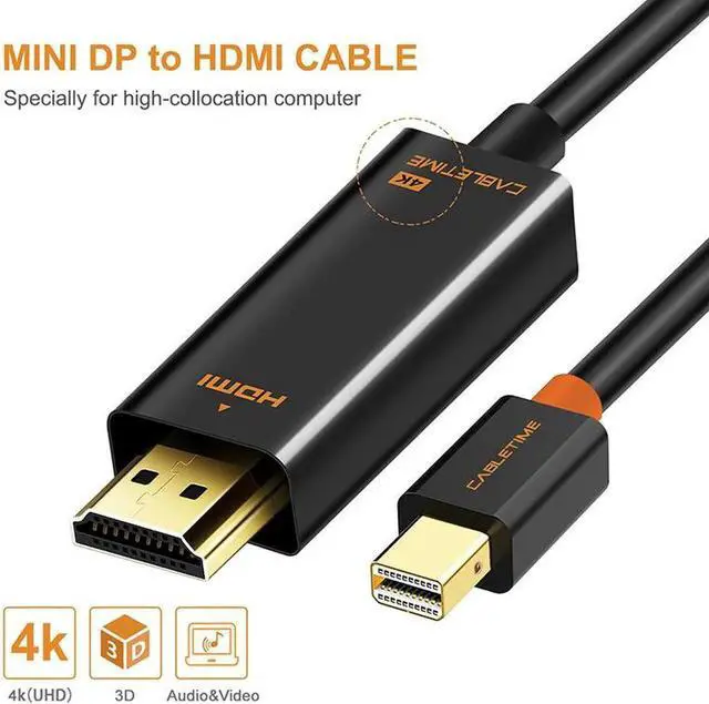 Alt view image 4 of 6 - Mini DP to HDMI Cable 4K DP to HDMI Adapter HDMI DisplayPort Cable for 2K*4K TV Lenovo Computer MacBook N043