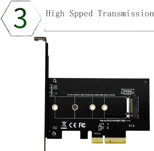 Alt view image 6 of 6 - PCI-Express PCI-E 3.0 X4 to M.2 NGFF M Key Slot Converter Adapter Card M2 Nvme PCIE SSD Riser Card for Desktop 2280 2230 2242
