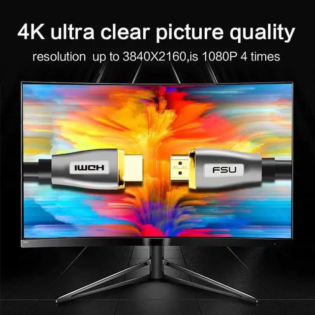 Alt view image 4 of 6 - 3D 4K Ethernet HDMI to HDMI cable Connector 1m 2m 3m HDMI 2.0 cable 1080P Metal head Adapter for PC HDTV Projector computer