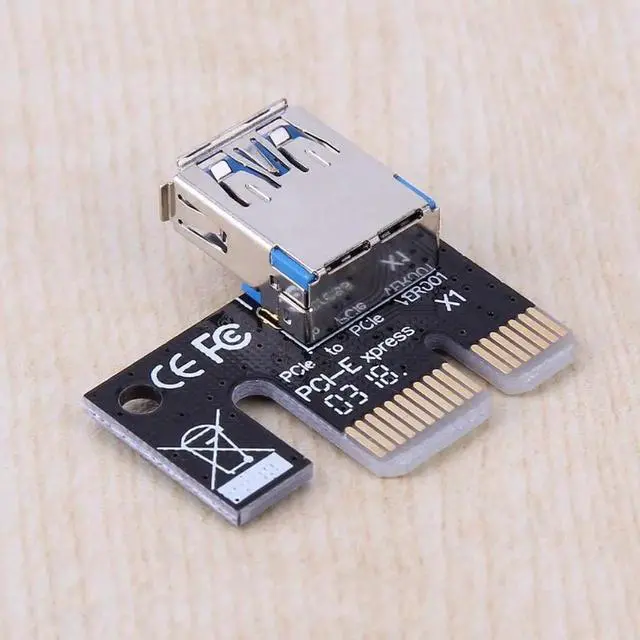 Alt view image 5 of 5 - USB 3.0 Mining PCI Express GPU 1X to 16X PCI-E Extender Riser Card Adapter PCI-E 1X Riser Board SATA 15Pin-6Pin Power Cord