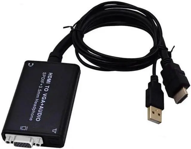 Alt view image 2 of 5 - HDMI to VGA Converter Adapter 3.5mm Audio SPDIF Output HDMI Audio Extractor 1080P Optic Sound Separator with USB Power Cable