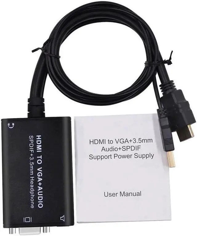 Main image of HDMI to VGA Converter Adapter 3.5mm Audio SPDIF Output HDMI Audio Extractor 1080P Optic Sound Separator with USB Power Cable