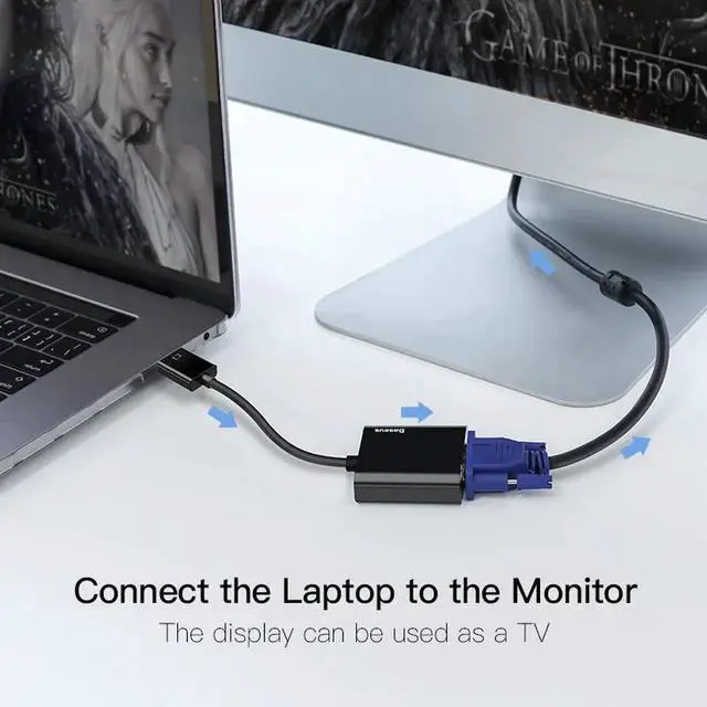 Alt view image 2 of 6 - HDMI to VGA Cable HDMI VGA Adapter 1080P Digital HDMI Male to VGA Female Converter Splitter For Laptop PS4 Chromebook TV