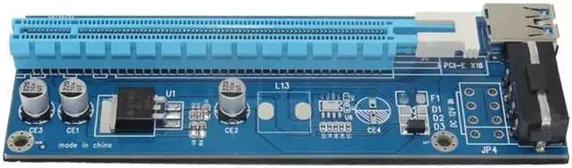 Alt view image 4 of 6 - PCI-E PCI E Express 1x to 16x graphics Card Riser Card Adapter USB 3.0 Cable SATA to 4Pin IDE Molex Power Supply For BTC Miner
