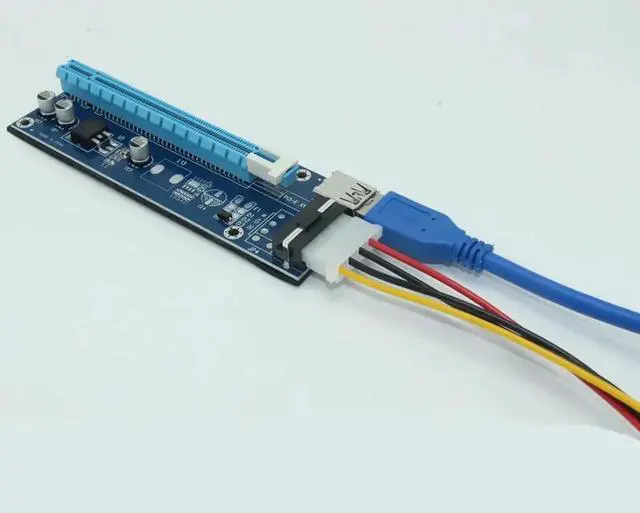 Alt view image 3 of 6 - PCI-E PCI E Express 1x to 16x graphics Card Riser Card Adapter USB 3.0 Cable SATA to 4Pin IDE Molex Power Supply For BTC Miner