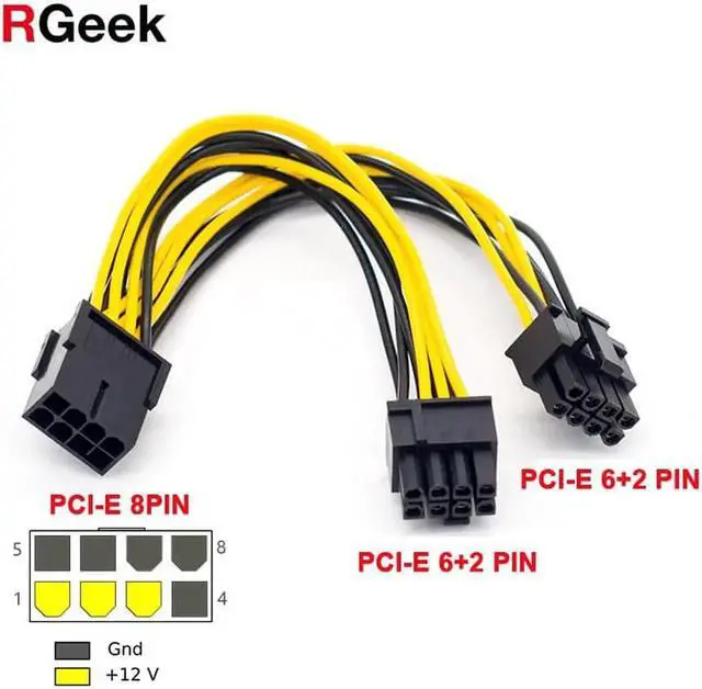 Main image of PCI-Express PCIE 8 Pin to Dual 8 (6+2) Pin VGA Graphic Video Card Adapter Power Supply Cable 20cm