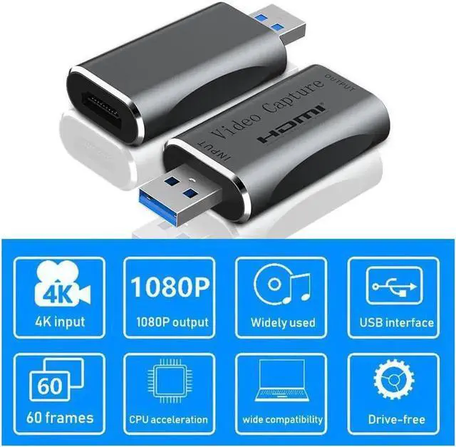 Alt view image 3 of 7 - 1080P 60Hz USB 3.0 Video Capture Card Video Game Live OBS Audio HDMI to USB Hub Plug And Play Broadcast Compatible with Windows Mac Os