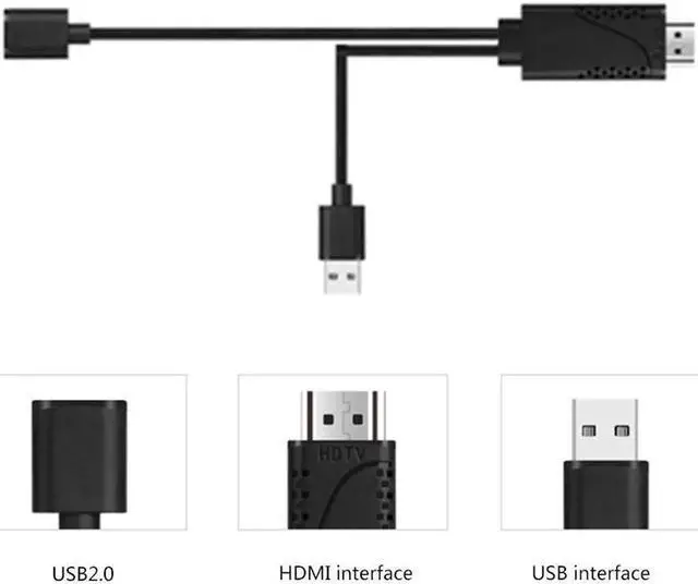 Alt view image 2 of 6 - HD 1080P USB to HDMI Cable For iPhone 8 X 7 6s Plus Samsung Galaxy S8 Android Phones TV Video Audio Adapter HDMI Cable