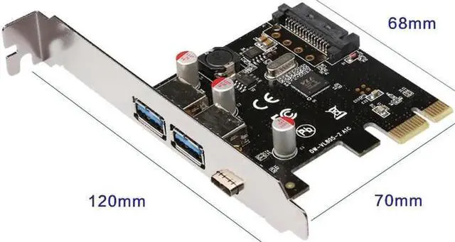Alt view image 4 of 4 - PCIEU3A2CS USB 3.1 GEN 1(5Gbps)Type-C + 2 USB 3.0 Type-A PCI-e Express Card Desktop PCI Express Add On Card Adapter,Power by SATA