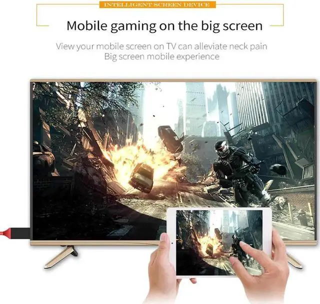 Alt view image 2 of 6 - 1080P Micro USB to HDMI Cable Adapter Converter for Samsung S6/S7/S8 Plus iPhone HDMI Cable