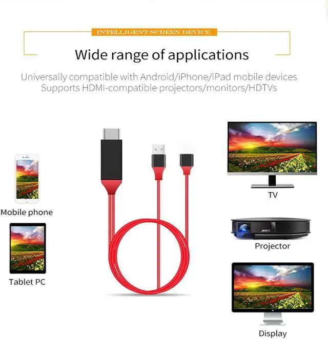 Main image of 1080P Micro USB to HDMI Cable Adapter Converter for Samsung S6/S7/S8 Plus iPhone HDMI Cable