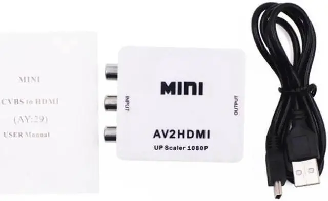 Alt view image 4 of 6 - RCA to HDMI 720P 1080P Up Scaler AV2HDMI Mini AV to HDMI Signal Converter Adapter for TV,VHS VCR,DVD Records,+USB Cable+Gift Box