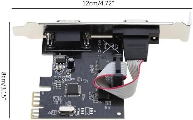 Main image of 2 Port RS-232 RS232 DB9 Serial COM to PCI-E PCI Express Card Controller Adapter Converter w/ Full Profile Bracket,CH382L Chipset