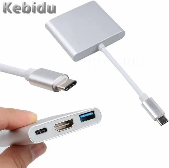 Alt view image 6 of 6 - USB Type-C to HDMI USB3.0+PD Charge Hub Type C video data Adapter USB-C Converter Male to Female for Mac Air TV Pro Pixel