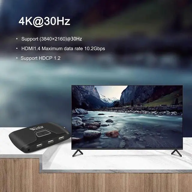 Alt view image 2 of 6 - KVM Switch HDMI 2 Port 4K USB HDMI KVM Switch 2 IN 1 OUT Box for 2PC Sharing Printer Keyboard Mouse HDMI Switcher for PC Monitor