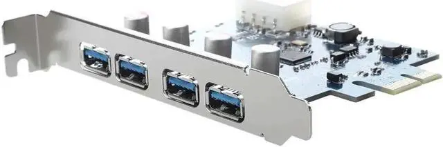 Alt view image 4 of 6 - USB 3.0 4-Port PCI Express PCI-E Card Super Speed 5Gbps with 4 Pin Power Adapter