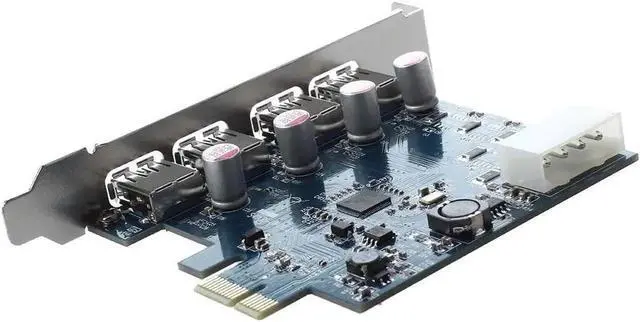 Alt view image 2 of 6 - USB 3.0 4-Port PCI Express PCI-E Card Super Speed 5Gbps with 4 Pin Power Adapter