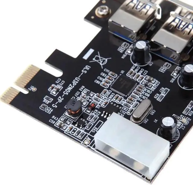 Alt view image 3 of 6 - USB 3.0 expansion card PCI-E PCI Express external 2 port 4-pin power connector Support Windows Vista / Server 2008 / Windows 7