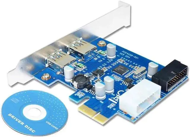 Alt view image 3 of 6 - 4 Port PCIE PCI-e to USB 3.0 (2 x Type A+ 20 Pin Internal) Expansion Card Hub PCI Express Card Adapter w/ Molex Power