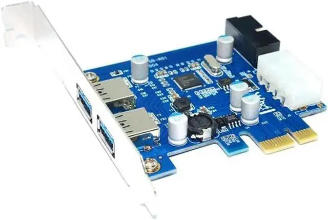 Alt view image 5 of 6 - 4 Port PCIE PCI-e to USB 3.0 (2 x Type A+ 20 Pin Internal) Expansion Card Hub PCI Express Card Adapter w/ Molex Power