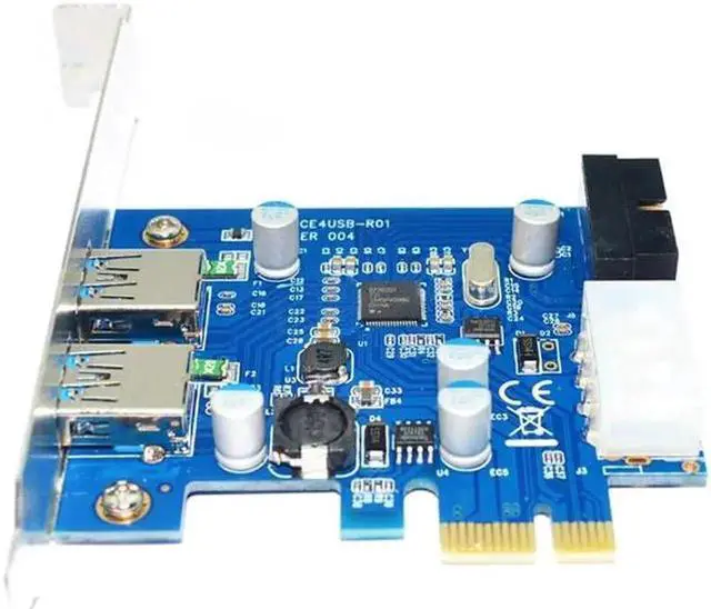 Alt view image 6 of 6 - 4 Port PCIE PCI-e to USB 3.0 (2 x Type A+ 20 Pin Internal) Expansion Card Hub PCI Express Card Adapter w/ Molex Power