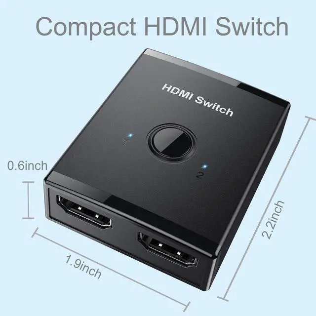 Alt view image 6 of 6 - HDMI Splitter 4K HDMI Switch 2 Ports Bi-directional HDMI Switcher for Xiaomi Mi Box 1x2/2x1 Adapter 2 In 1 Out for PS4 Smart TV