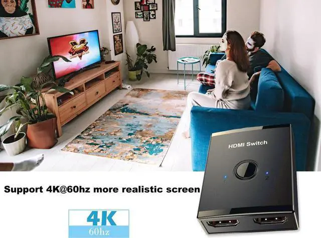 Alt view image 3 of 6 - HDMI Splitter 4K HDMI Switch 2 Ports Bi-directional HDMI Switcher for Xiaomi Mi Box 1x2/2x1 Adapter 2 In 1 Out for PS4 Smart TV