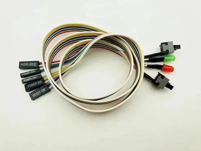 Alt view image 5 of 6 - Sale PC Case Red Green LED Lamp ATX Power Supply Reset HDD Switch Lead Motherboard Power Cable for BTC Miner Antminer Mining